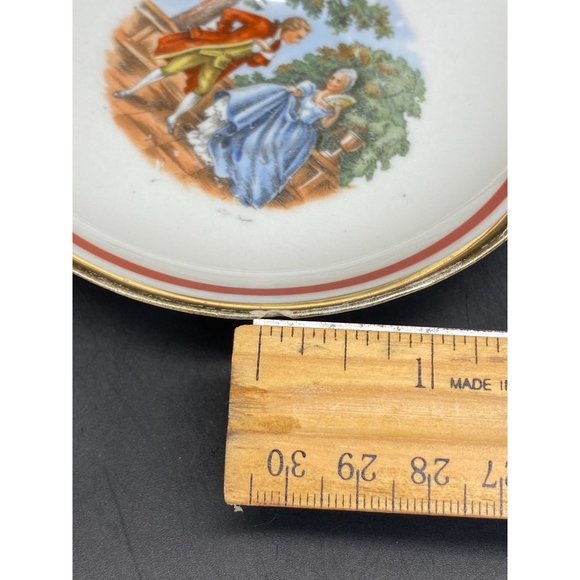 Vintage Courting Couple Demitasse Espresso Teacup Saucer 22KT Gold Flute Player - Picture 3 of 9